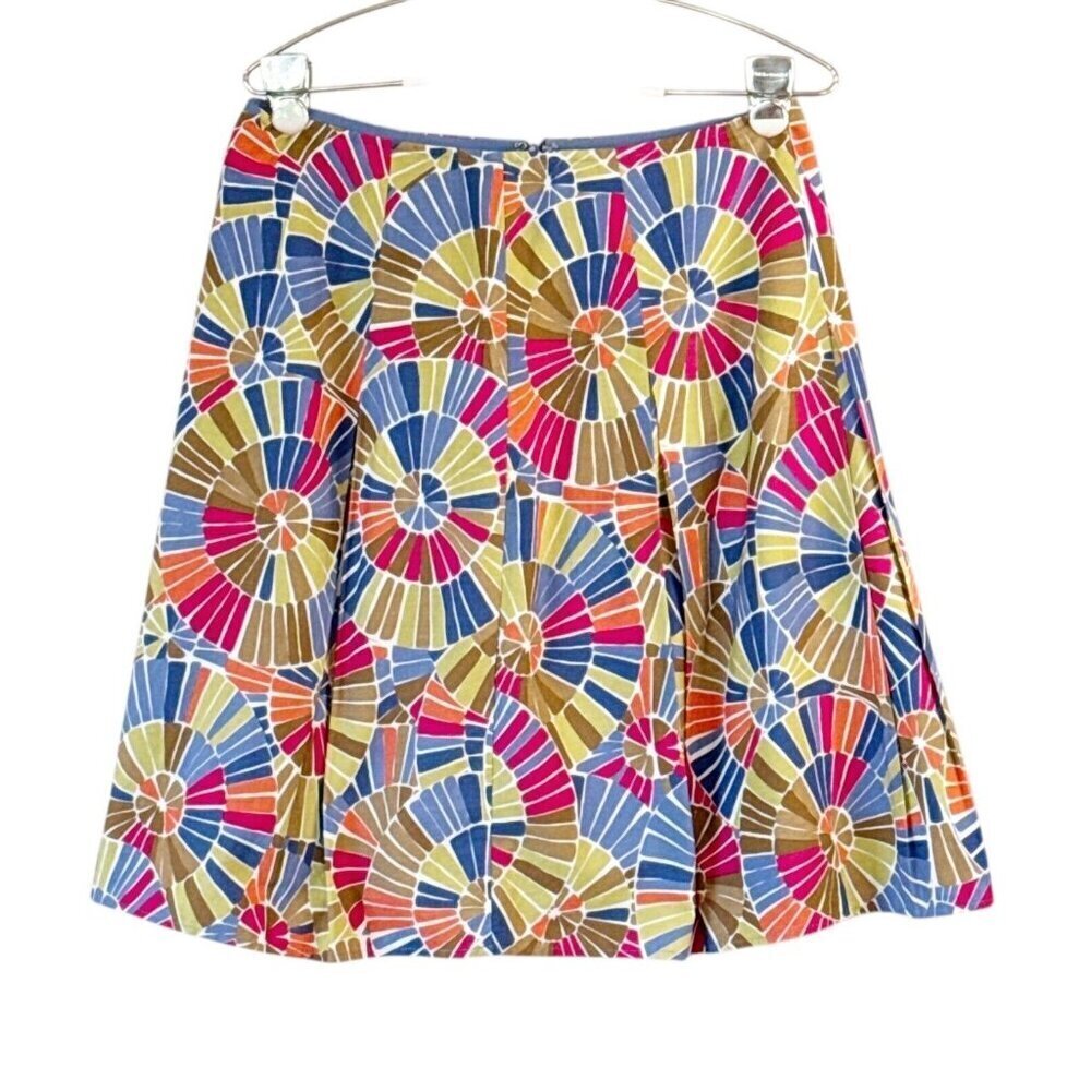 Talbots Vtg Women's Petites Geometric Mosaic Pleated Skirt Multi Colored Sz 8 P